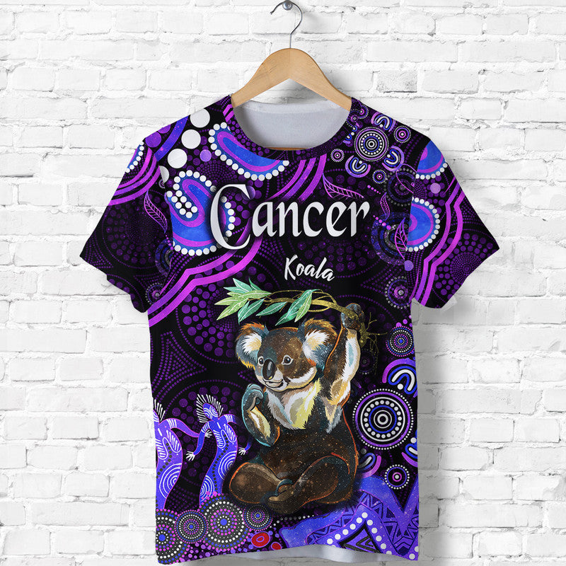 (Custom Personalised) Australian Astrology T Shirt Cancer Koala Zodiac Aboriginal Vibes - Purple - Vibe Hoodie Shop