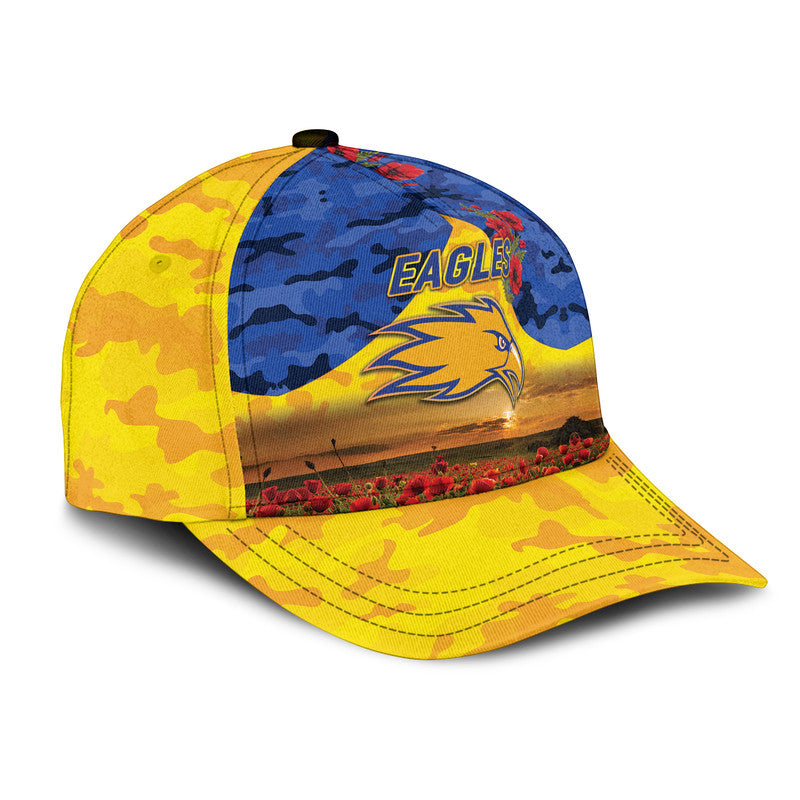 (Custom Personalised) West Coast Eagles ANZAC AFL Classic Cap Poppy Vibes - Gold - Vibe Hoodie Shop