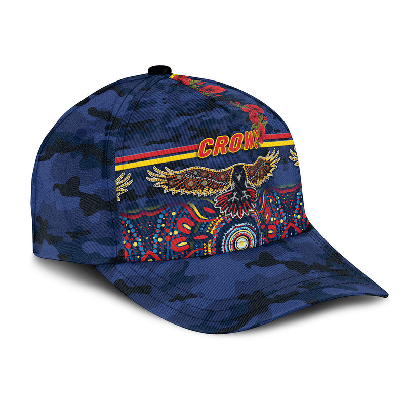 (Custom Personalised) Adelaide Crows ANZAC AFL Classic Cap Indigenous Vibes - Navy Blue - Vibe Hoodie Shop