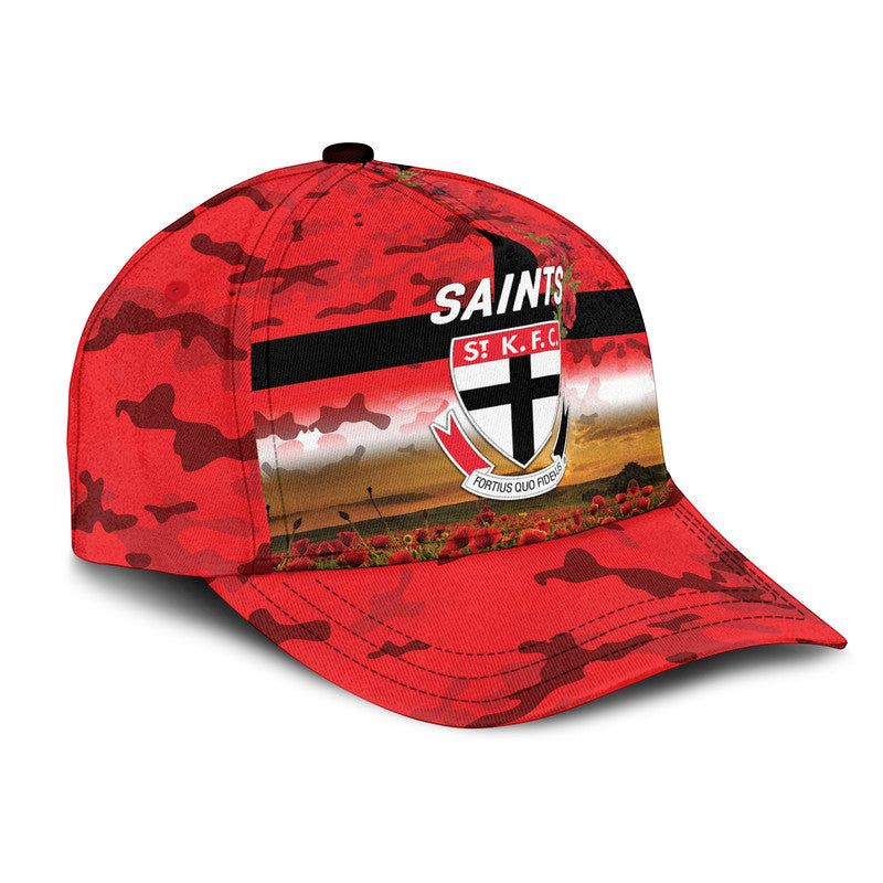 (Custom Personalised) St Kilda Saints ANZAC AFL Classic Cap Poppy Vibes - Vibe Hoodie Shop