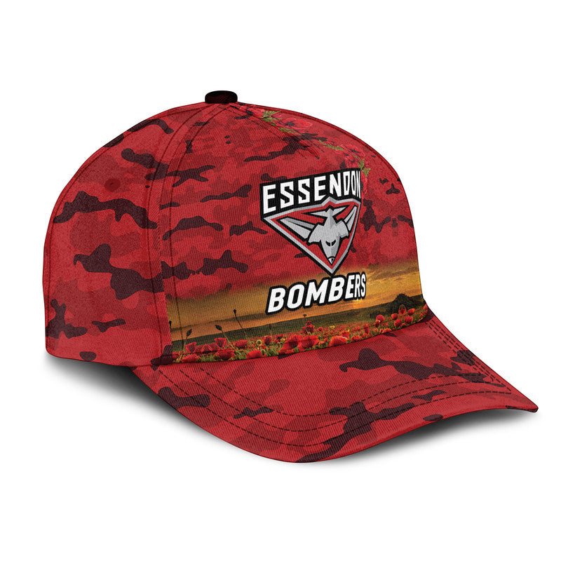 Essendon Bombers ANZAC AFL Classic Cap Poppy Vibes - Red - Vibe Hoodie Shop