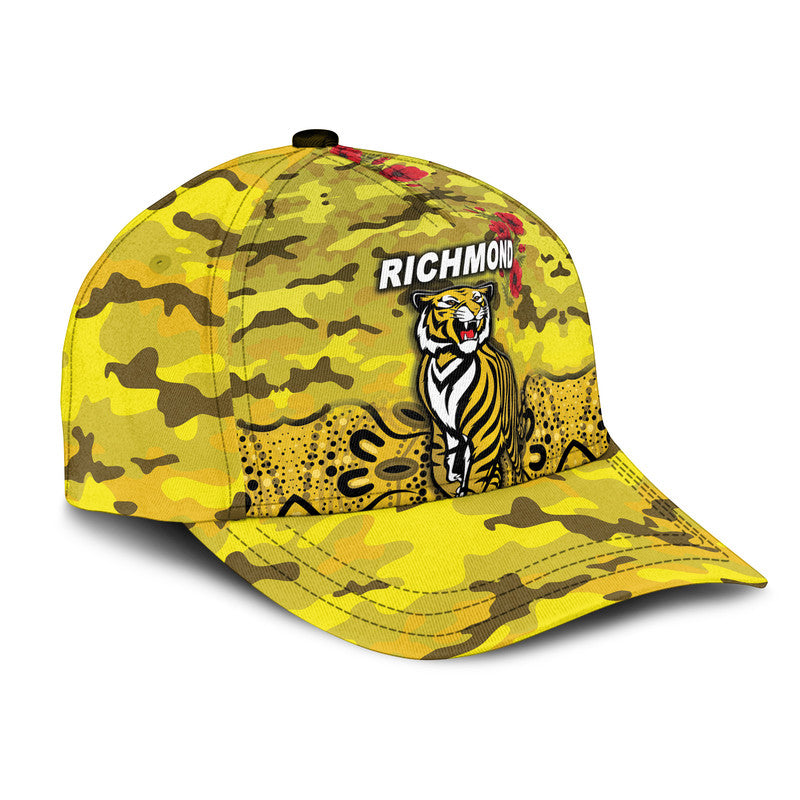 (Custom Personalised) Richmond Tigers ANZAC AFL Classic Cap Indigenous Vibes - Yellow - Vibe Hoodie Shop