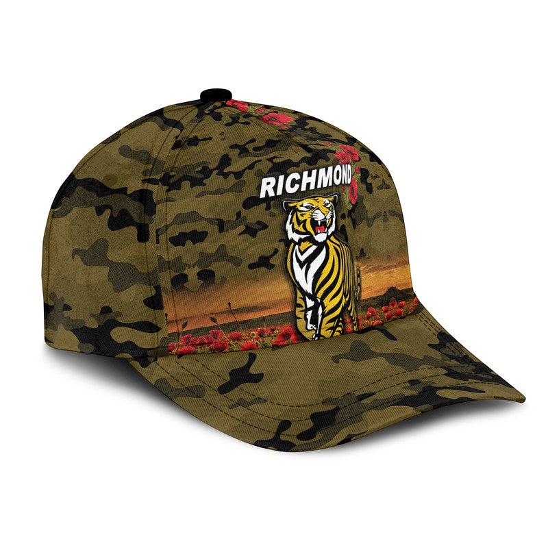 Richmond Tigers ANZAC AFL Classic Cap Poppy Vibes - Black - Vibe Hoodie Shop