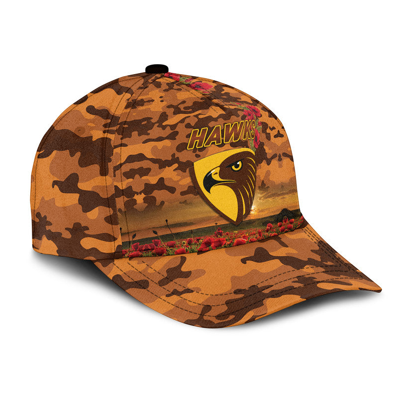 (Custom Personalised) Hawthorn Hawks ANZAC AFL Classic Cap Poppy Vibes - Vibe Hoodie Shop