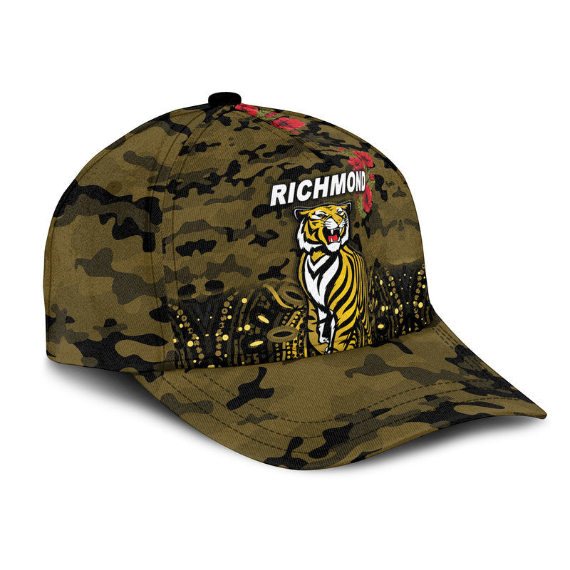 (Custom Personalised) Richmond Tigers ANZAC AFL Classic Cap Indigenous Vibes - Black - Vibe Hoodie Shop