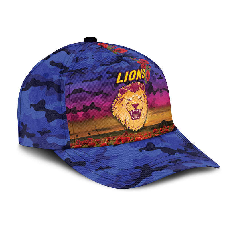 (Custom Personalised) Brisbane Lions ANZAC AFL Classic Cap Poppy Vibes - Vibe Hoodie Shop