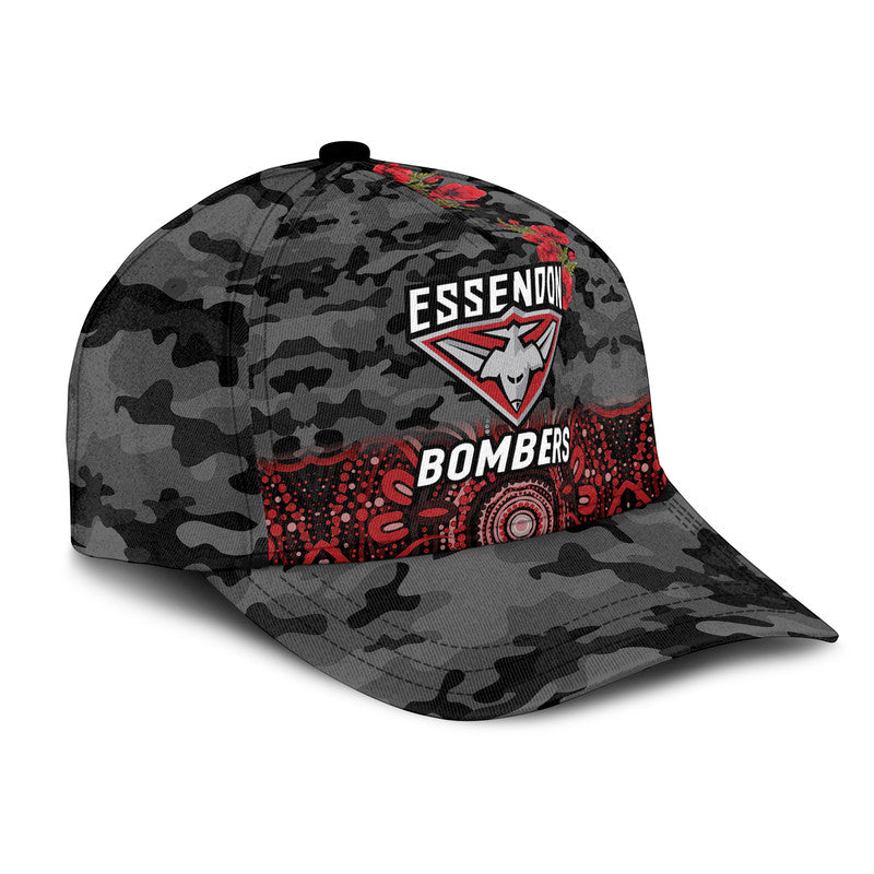 Essendon Bombers ANZAC AFL Classic Cap Indigenous Vibes - Black - Vibe Hoodie Shop