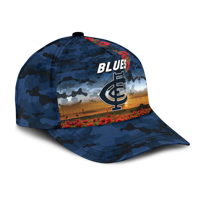 Carlton Blues ANZAC AFL Classic Cap Poppy Vibes - Vibe Hoodie Shop