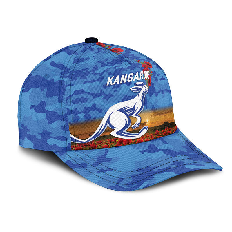 (Custom Personalised) North Melbourne Kangaroos ANZAC AFL Classic Cap Poppy Vibes - Vibe Hoodie Shop