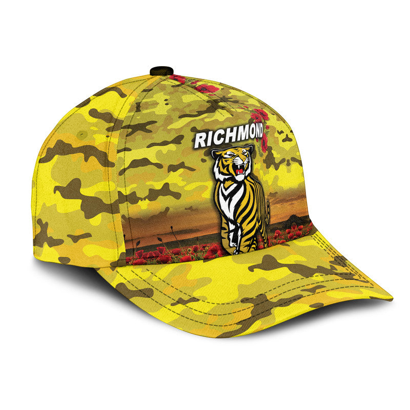 (Custom Personalised) Richmond Tigers ANZAC AFL Classic Cap Poppy Vibes - Yellow - Vibe Hoodie Shop