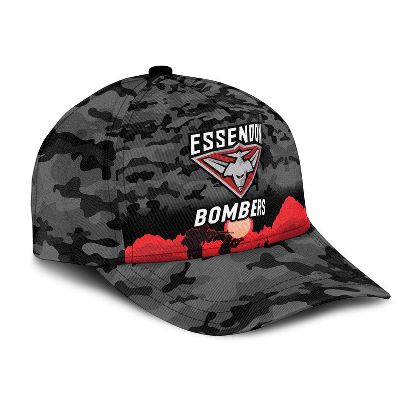 Essendon Bombers ANZAC AFL Classic Cap Simple Style - Black - Vibe Hoodie Shop