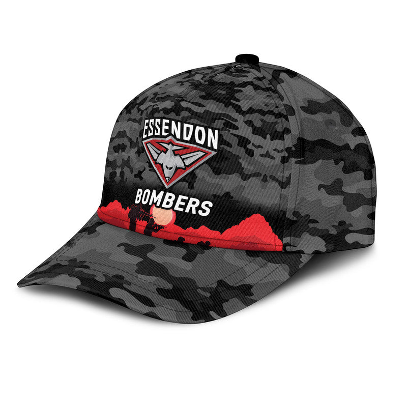 Essendon Bombers ANZAC AFL Classic Cap Simple Style - Black - Vibe Hoodie Shop