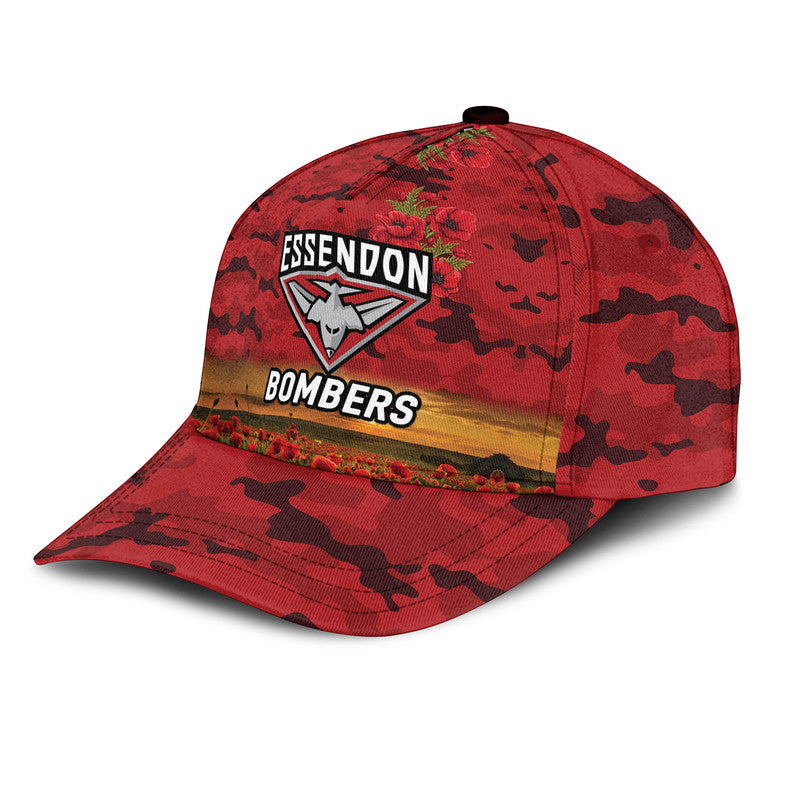 Essendon Bombers ANZAC AFL Classic Cap Poppy Vibes - Red - Vibe Hoodie Shop