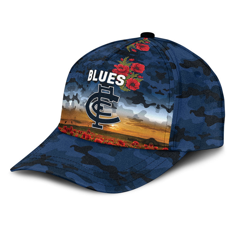 Carlton Blues ANZAC AFL Classic Cap Poppy Vibes - Vibe Hoodie Shop