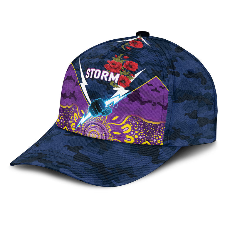 (Custom Personalised) Melbourne Storm ANZAC 2022 NRL Classic Cap Indigenous Vibes - Vibe Hoodie Shop