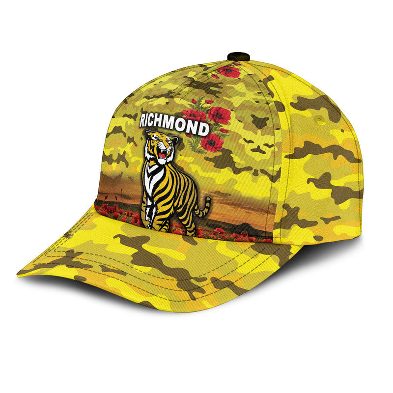 (Custom Personalised) Richmond Tigers ANZAC AFL Classic Cap Poppy Vibes - Yellow - Vibe Hoodie Shop