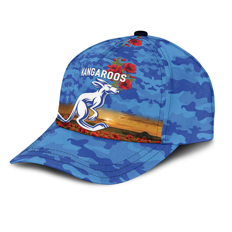 (Custom Personalised) North Melbourne Kangaroos ANZAC AFL Classic Cap Poppy Vibes - Vibe Hoodie Shop