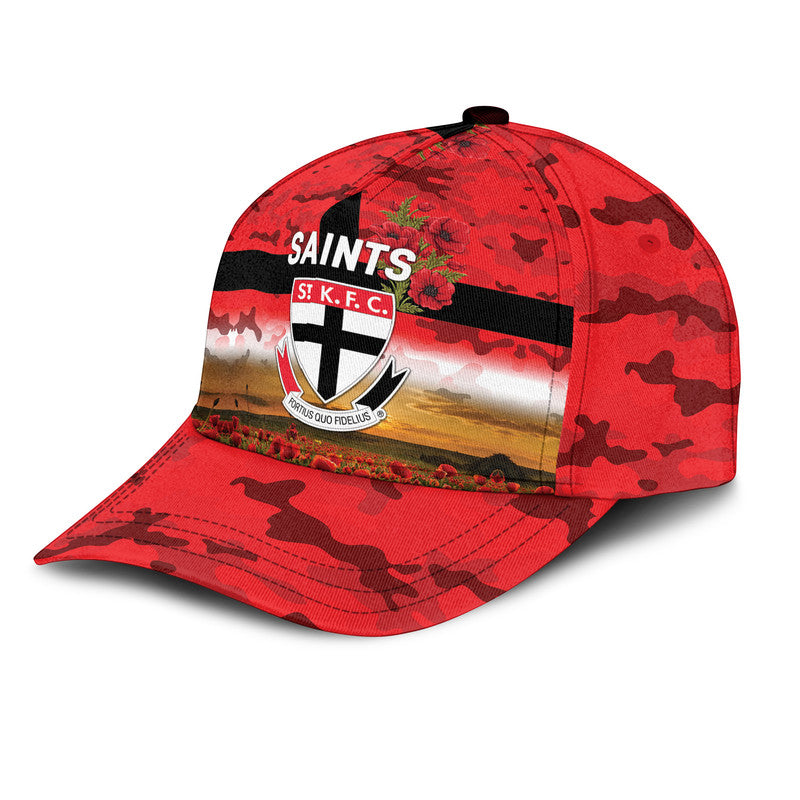 (Custom Personalised) St Kilda Saints ANZAC AFL Classic Cap Poppy Vibes - Vibe Hoodie Shop