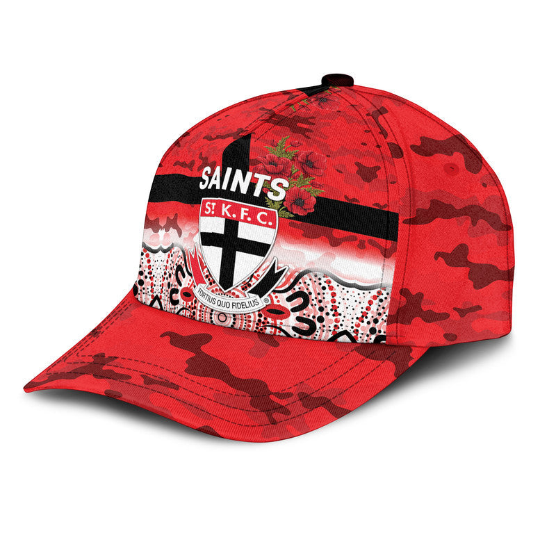 (Custom Personalised) St Kilda Saints ANZAC AFL Classic Cap Indigenous Vibes - Vibe Hoodie Shop