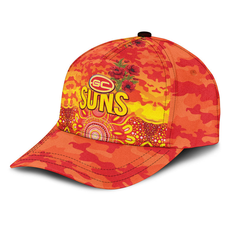 (Custom Personalised) Gold Coast Suns ANZAC AFL Classic Cap Indigenous Vibes - Vibe Hoodie Shop