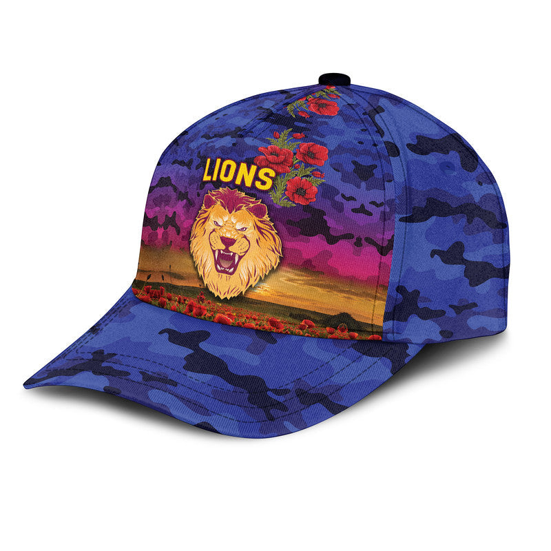 (Custom Personalised) Brisbane Lions ANZAC AFL Classic Cap Poppy Vibes - Vibe Hoodie Shop