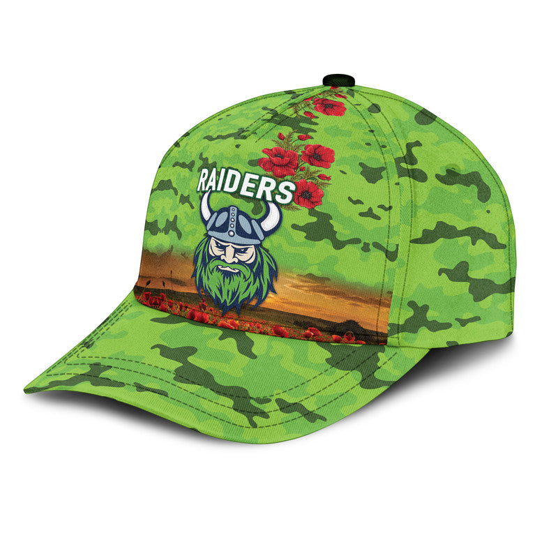 (Custom Personalised) Canberra Raiders ANZAC 2022 NRL Classic Cap Poppy Flowers Vibes - Vibe Hoodie Shop