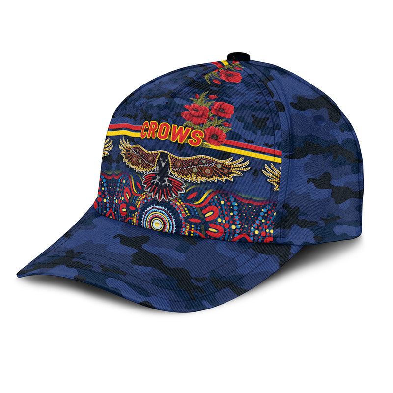 (Custom Personalised) Adelaide Crows ANZAC AFL Classic Cap Indigenous Vibes - Navy Blue - Vibe Hoodie Shop