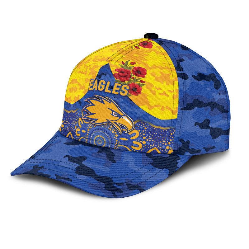 (Custom Personalised) West Coast Eagles ANZAC AFL Classic Cap Indigenous Vibes - Royal Blue - Vibe Hoodie Shop