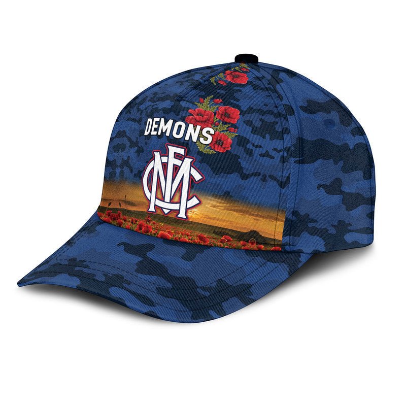 Melbourne Demons ANZAC AFL Classic Cap Poppy Vibes - Vibe Hoodie Shop