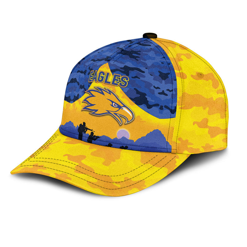 (Custom Personalised) West Coast Eagles ANZAC AFL Classic Cap Simple Style - Gold - Vibe Hoodie Shop