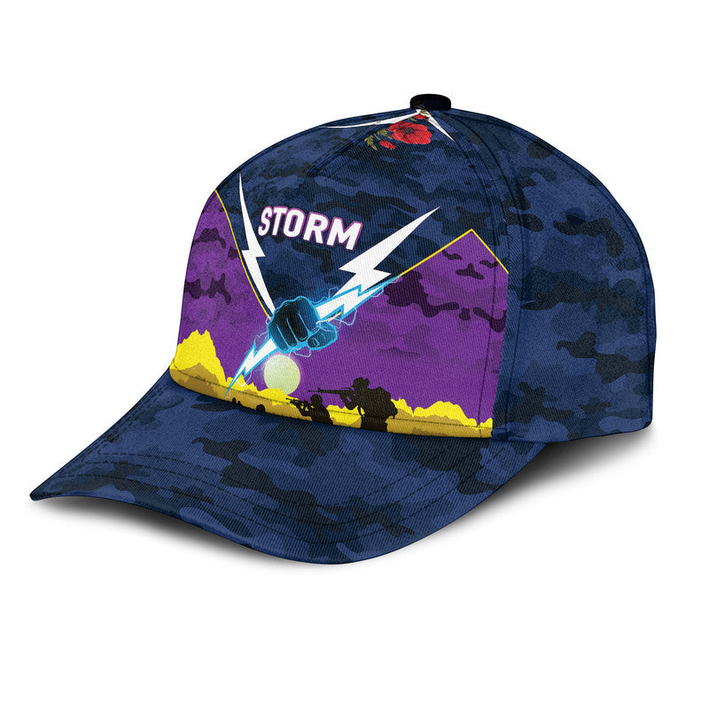 (Custom Personalised) Melbourne Storm ANZAC 2022 NRL Classic Cap Simple Style - Vibe Hoodie Shop