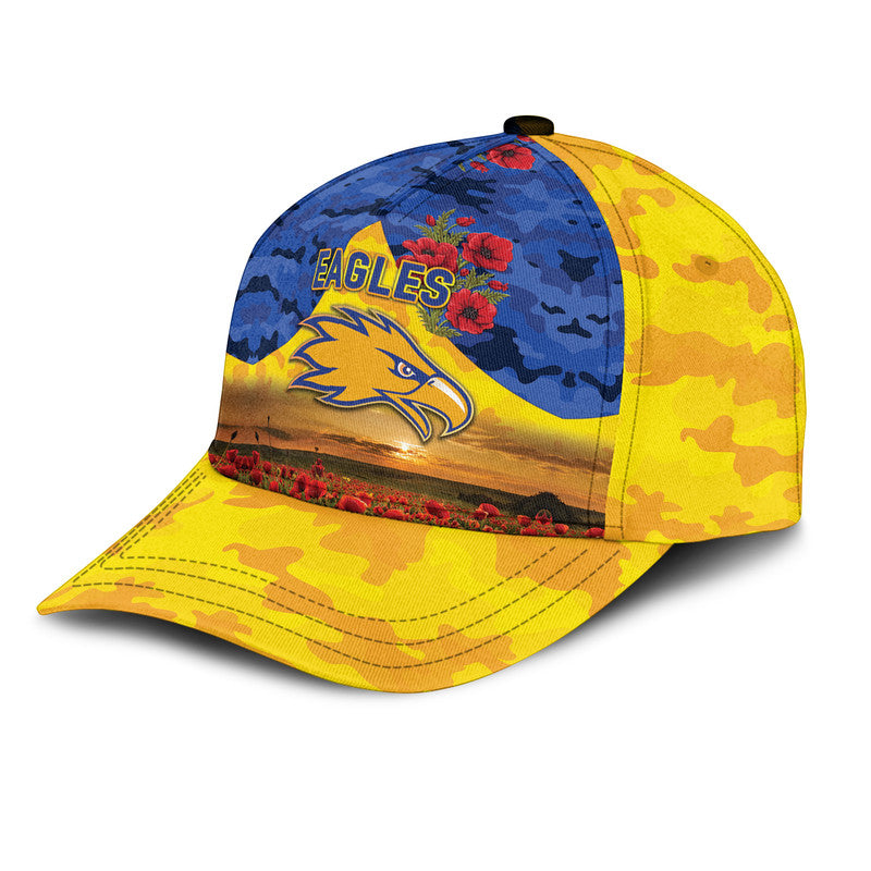 (Custom Personalised) West Coast Eagles ANZAC AFL Classic Cap Poppy Vibes - Gold - Vibe Hoodie Shop