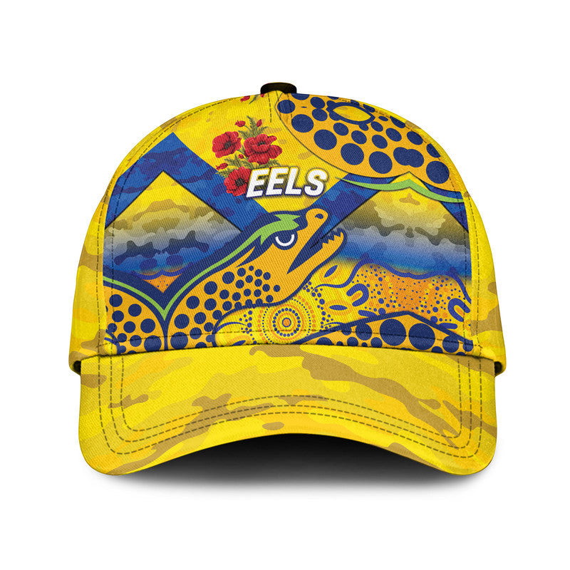 (Custom Personalised) Parramatta Eels ANZAC 2022 NRL Classic Cap Indigenous Vibes - Gold - Vibe Hoodie Shop