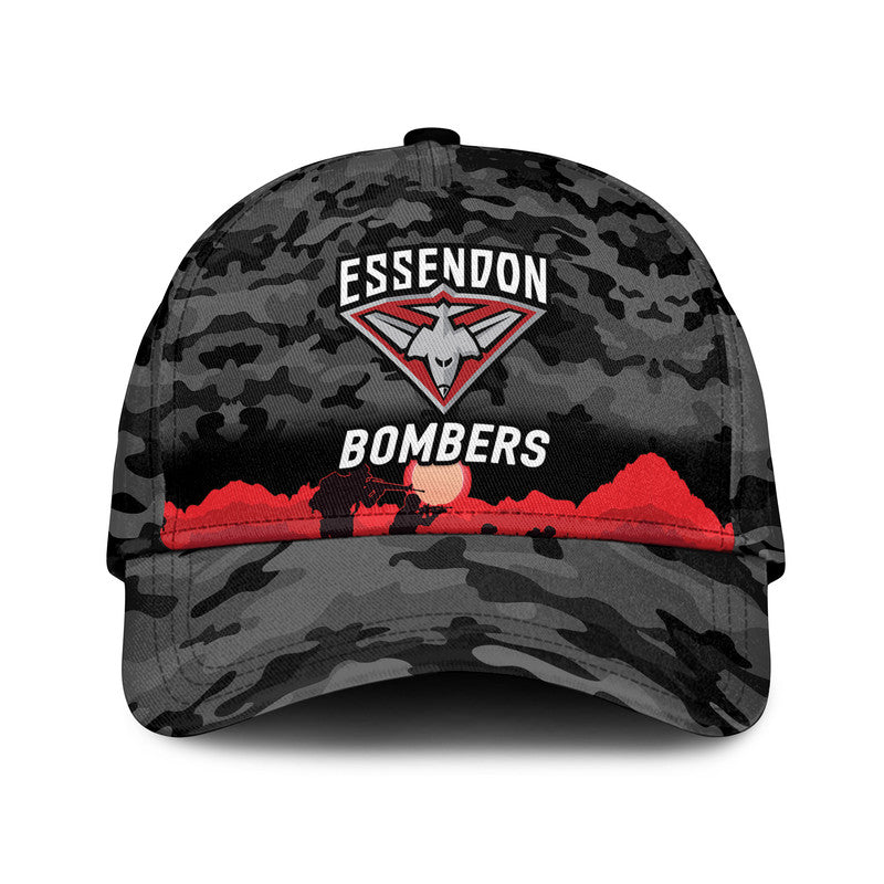 Essendon Bombers ANZAC AFL Classic Cap Simple Style - Black - Vibe Hoodie Shop