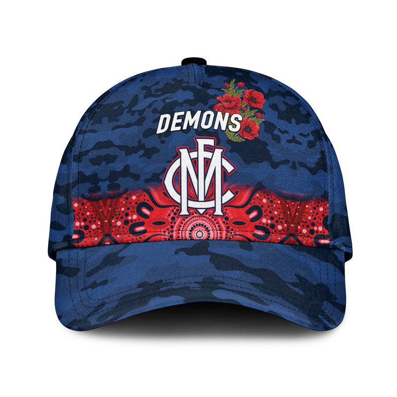 (Custom Personalised) Melbourne Demons ANZAC AFL Classic Cap Indigenous Vibes - Vibe Hoodie Shop