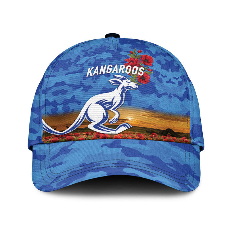 (Custom Personalised) North Melbourne Kangaroos ANZAC AFL Classic Cap Poppy Vibes - Vibe Hoodie Shop