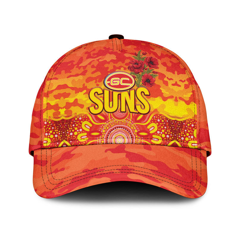 (Custom Personalised) Gold Coast Suns ANZAC AFL Classic Cap Indigenous Vibes - Vibe Hoodie Shop