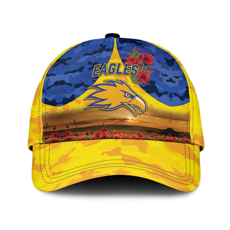 (Custom Personalised) West Coast Eagles ANZAC AFL Classic Cap Poppy Vibes - Gold - Vibe Hoodie Shop