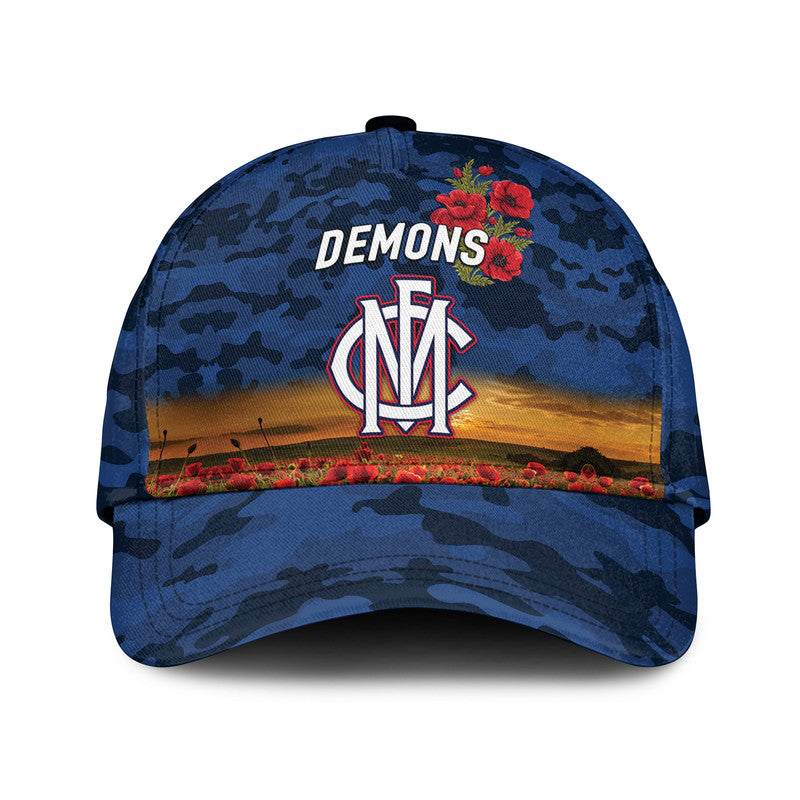 (Custom Personalised) Melbourne Demons ANZAC AFL Classic Cap Poppy Vibes - Vibe Hoodie Shop