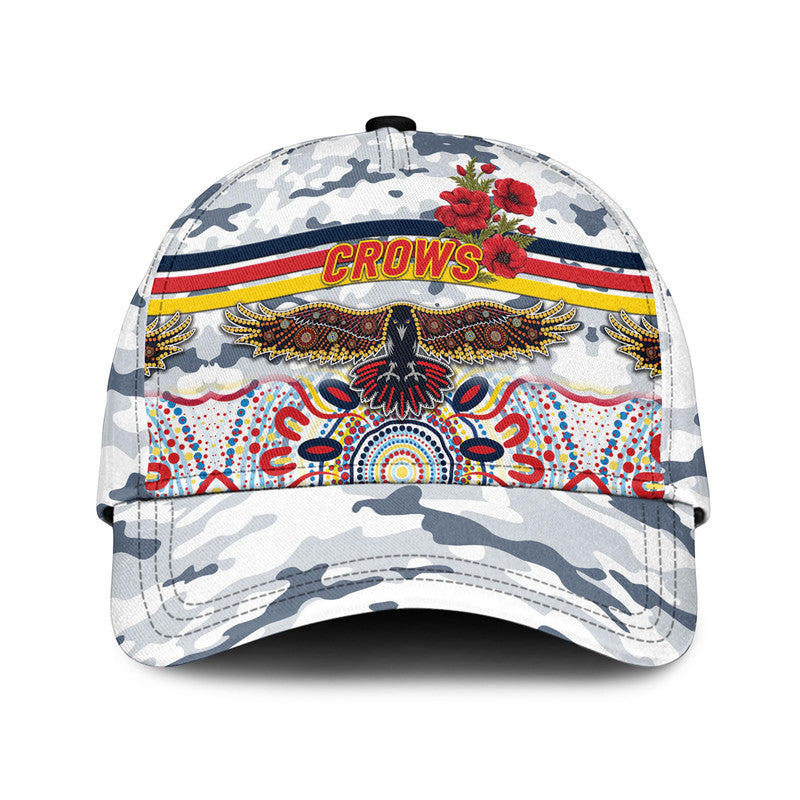 (Custom Personalised) Adelaide Crows ANZAC AFL Classic Cap Indigenous Vibes - White - Vibe Hoodie Shop