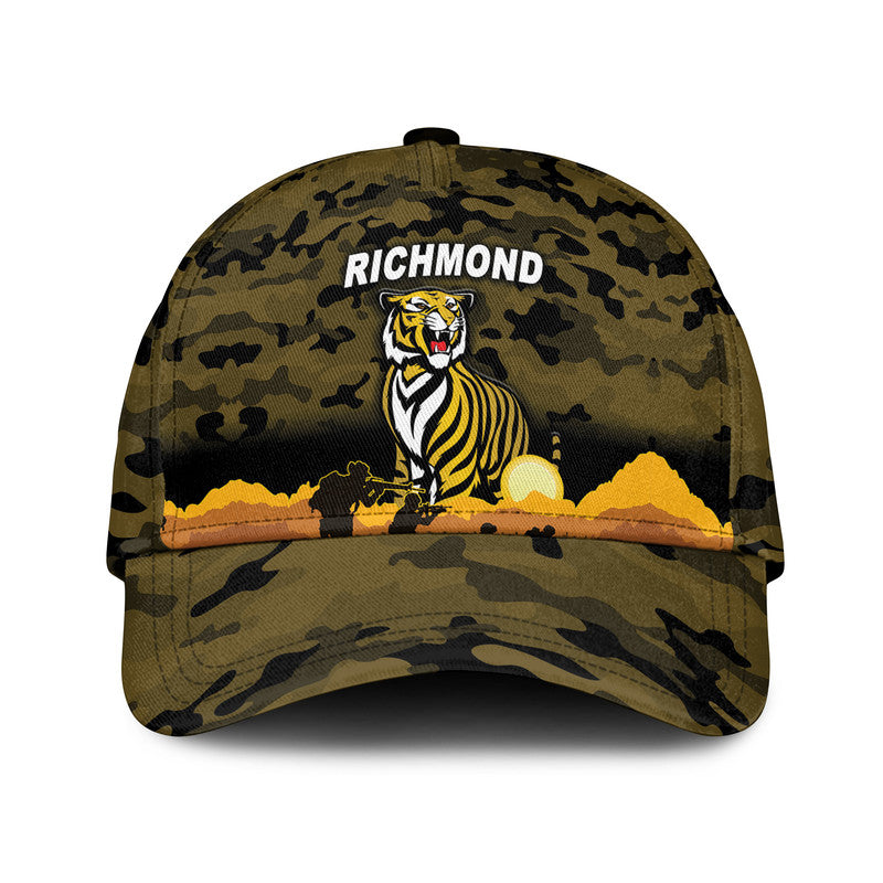 Richmond Tigers ANZAC AFL Classic Cap Simple Style - Black - Vibe Hoodie Shop