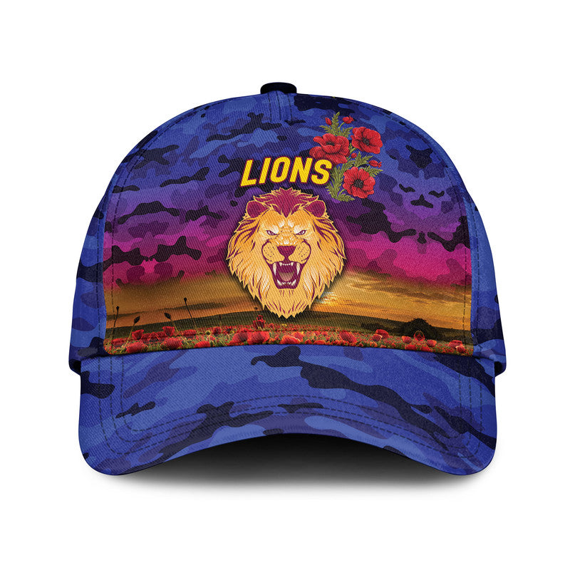 (Custom Personalised) Brisbane Lions ANZAC AFL Classic Cap Poppy Vibes - Vibe Hoodie Shop