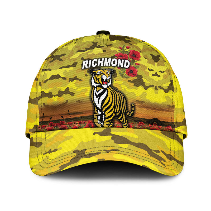 (Custom Personalised) Richmond Tigers ANZAC AFL Classic Cap Poppy Vibes - Yellow - Vibe Hoodie Shop