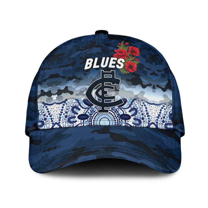 (Custom Personalised) Carlton Blues ANZAC AFL Classic Cap Indigenous Vibes - Vibe Hoodie Shop