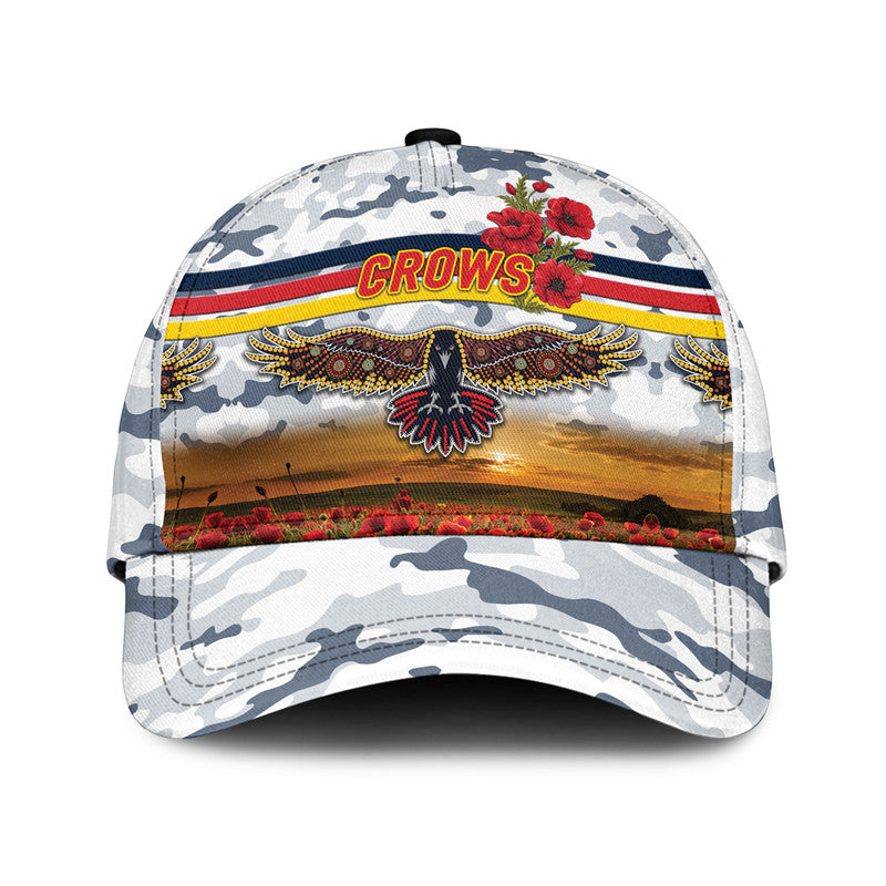 (Custom Personalised) Adelaide Crows ANZAC AFL Classic Cap Poppy Vibes - White - Vibe Hoodie Shop