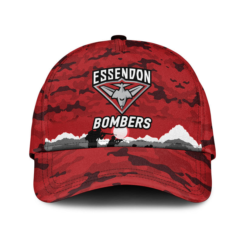 (Custom Personalised) Essendon Bombers ANZAC AFL Classic Cap Simple Style - Red - Vibe Hoodie Shop