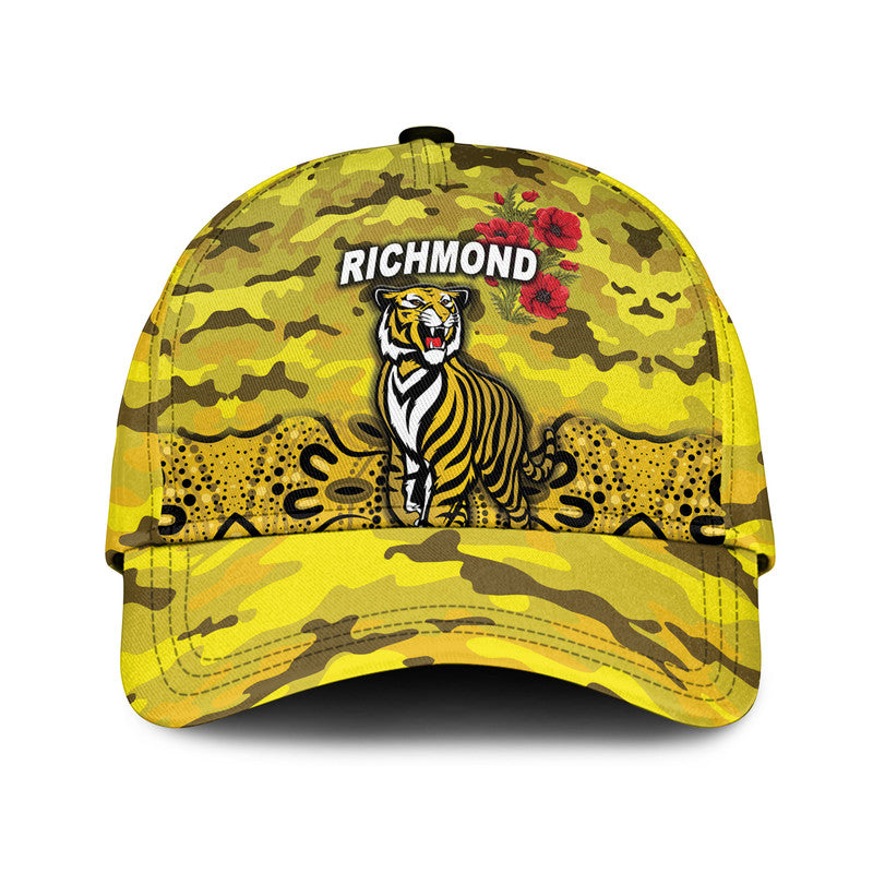 (Custom Personalised) Richmond Tigers ANZAC AFL Classic Cap Indigenous Vibes - Yellow - Vibe Hoodie Shop