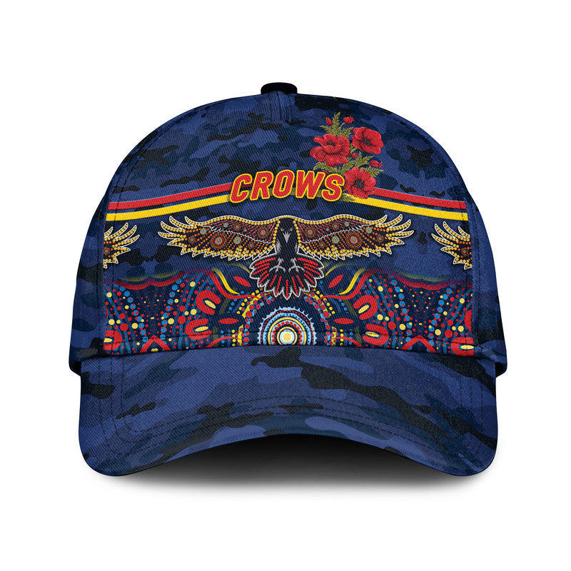 (Custom Personalised) Adelaide Crows ANZAC AFL Classic Cap Indigenous Vibes - Navy Blue - Vibe Hoodie Shop