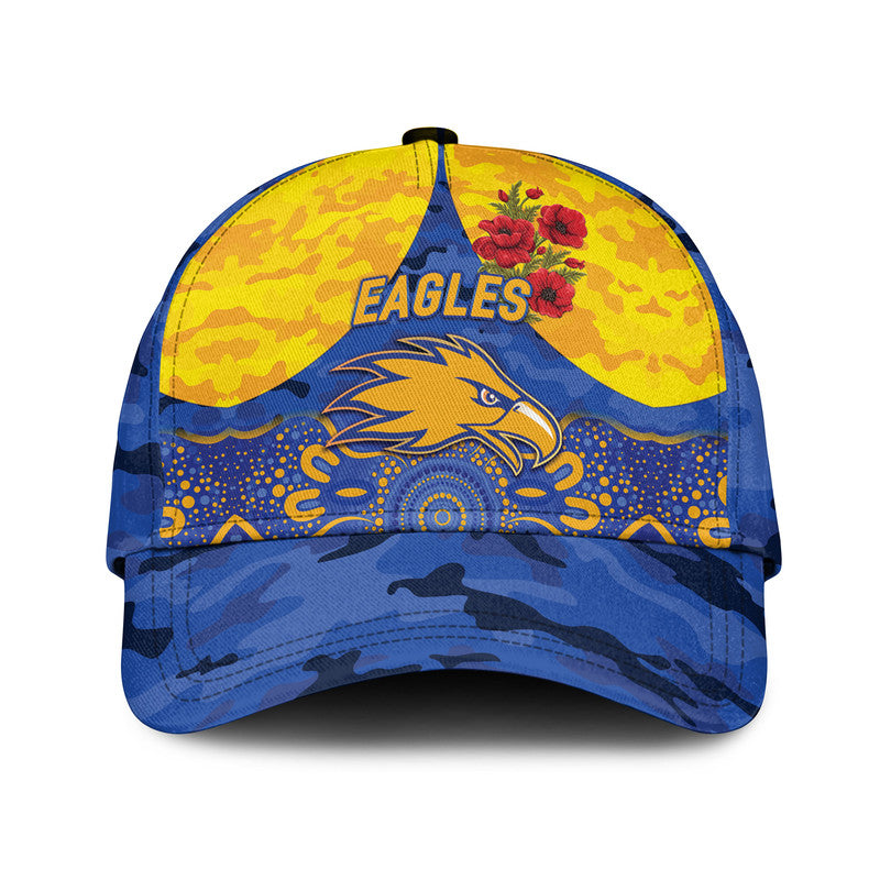 (Custom Personalised) West Coast Eagles ANZAC AFL Classic Cap Indigenous Vibes - Royal Blue - Vibe Hoodie Shop