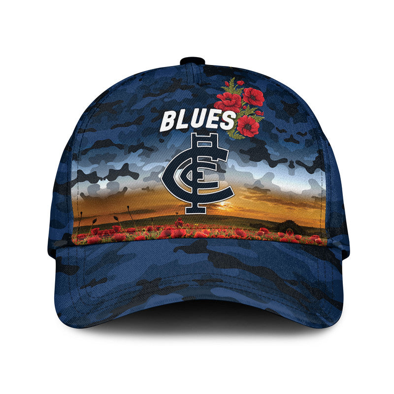 Carlton Blues ANZAC AFL Classic Cap Poppy Vibes - Vibe Hoodie Shop